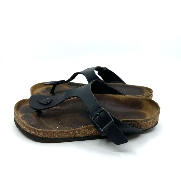 Birkenstock Gizeh Black Leather Sandals Women's 8.5 US - Picture 2 of 8